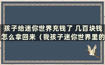 孩子给迷你世界充钱了 几百块钱怎么拿回来（我孩子迷你世界里的迷你币怎么拿回来）